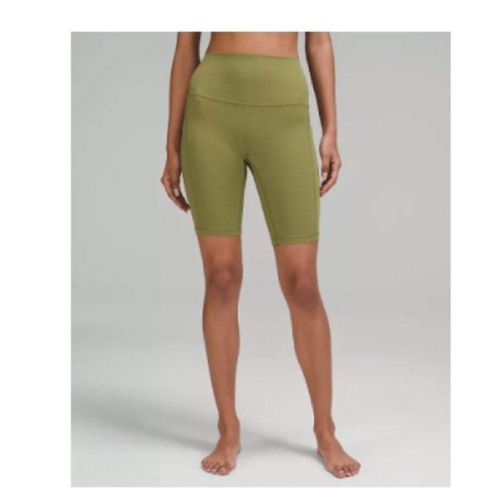 Lululemon Athletica 8” Olive Green Shorts High Waist Stretch